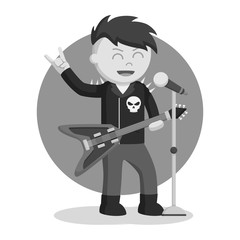 Rock singer man black and white style