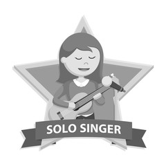 Solo singer woman in star emblem black and white style