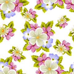 Obraz premium floral seamless pattern of several flowers. For design of cards, invitations, greeting for birthday, wedding, party, holiday, celebration, Valentine's day.