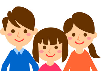 親子　3人　娘　上半身