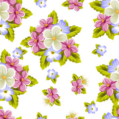 floral seamless pattern of several flowers. For design of cards, invitations, greeting for birthday, wedding, party, holiday, celebration, Valentine's day.