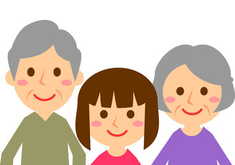 Fototapeta premium 祖父母 3人 女の子 上半身