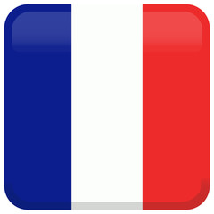 Flag of France. Abstract concept, icon, square, button. Vector illustration on white background.