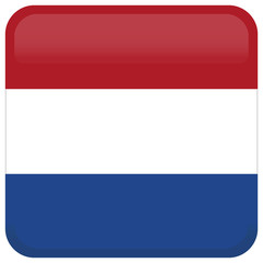 Flag of Netherlands. Abstract concept, icon, square, button. Vector illustration on white background.
