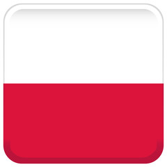 Poland flag. Abstract concept, icon, square, button. Vector illustration on white background.