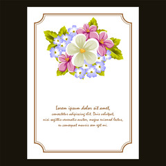 Frame of a few flowers. For design of cards, invitations, greeting for birthday, wedding, party, holiday, celebration, Valentine's day.