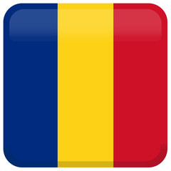Fototapeta premium Flag of Romania. Abstract concept, icon, square, button. Vector illustration on white background.