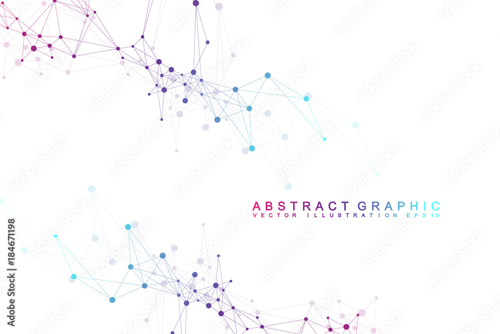 Poster futuristic background communication, globalization. lines and dots connected to science fiction scen