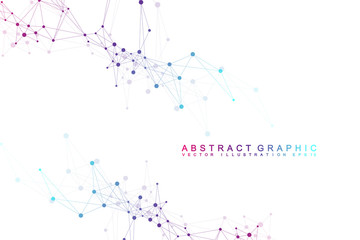 Futuristic background communication, globalization. Lines and dots connected to Science fiction scene. Modern vector template for your design