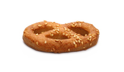 Salty handmade pretzels isolated on white background