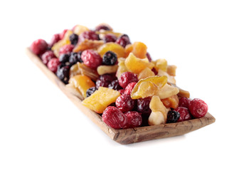 Dried fruits isolated on  white .