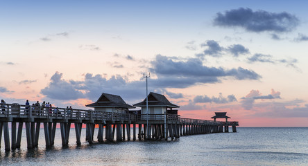 pier jetty at sunset in Naples, forida, usa