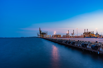 Fototapeta na wymiar Singapore Industrial port dusk, Logistic concept
