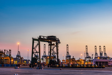 Singapore Industrial port dusk, Logistic concept