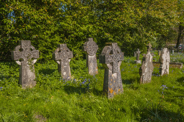 Celtic Headstones, Candlestone, Wales, UK
