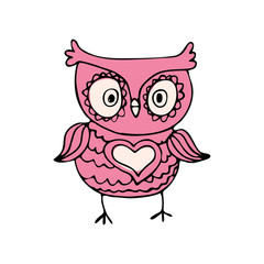 Cute owl,hand drawn mascot