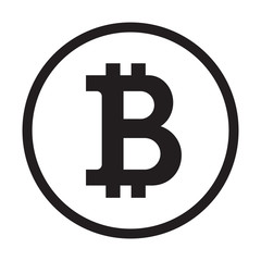 Bitcoin icon, coin logo. Crypto currency symbol silhouette. E-commerce concept vector.