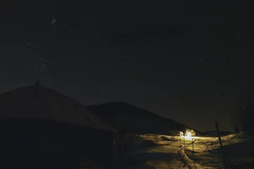Foto auf Acrylglas rural landscape with winter night sky © czamfir