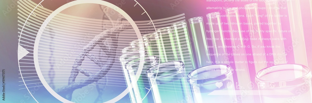 Wall mural composite image of composite image of dna helix