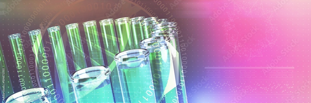 Poster composite image of digital image of dna helix with numbers