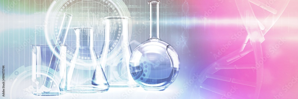 Poster composite image of digital composite image of dna helix