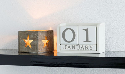 White block calendar present date 1 and month January