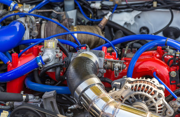 Under the hood of a sports car