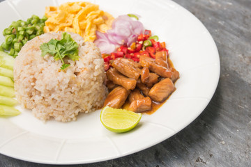 Rice Mixed with Shrimp paste - Thai traditional food