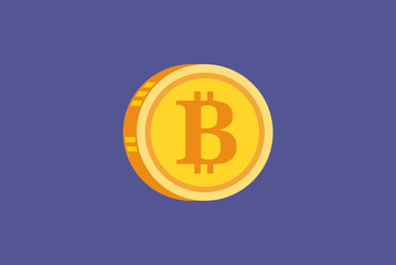 Obraz premium Vector Bitcoin and Cryptocurrency digital gold concept icon