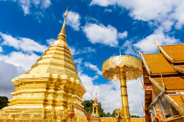 Fototapeta premium Wat Phra That Doi Suthep The temple founded in 1385 is a major landmark tourist attraction in Chiang Mai