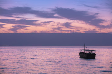 Fototapeta na wymiar Beautiful Sea of Galilee in the morning. Time before sunrise
