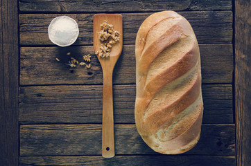 white bread on a wooden table
