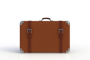 Suitcase of a traveler isolated on white background, 3D rendering