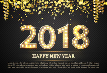 the 2018 New Year Count Symbol with Light Bulbs