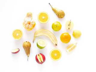 Fruit isolated on white background, top view. 