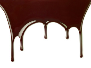 close up of a chocolate syrup on white background