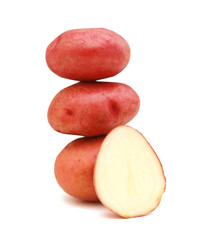 red potatoes on white background