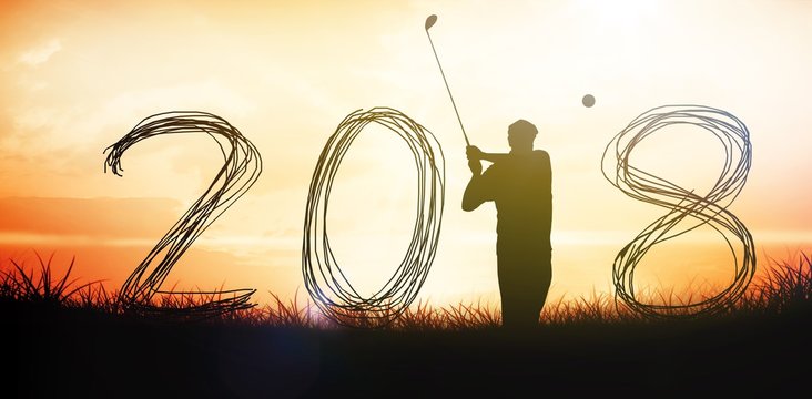 Composite image of golfer playing 
