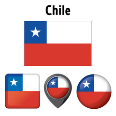 Illustration Chile flag, and several icons. Ideal for catalogs of institutional materials and geography