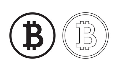 Obraz premium Bitcoin icon with outline and normal style. Logo with trendy line style. E-commerce concept vector.