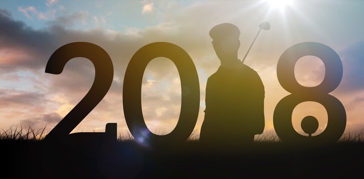 Composite image of golfer standing 