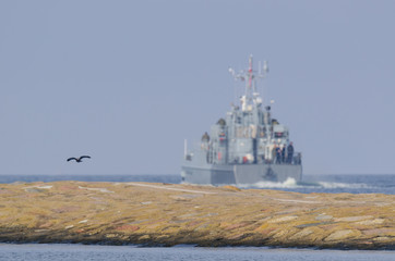 WARSHIP - The ship is sailing into sea