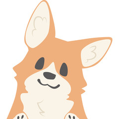 ひょっこり顔を覗かせる犬（コーギー）