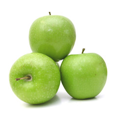 Green apples isolated on white background
