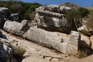 Fototapeta na wymiar Kouros in Naxos, Greece