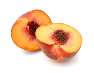 Ripe peach fruit isolated on white background cutout