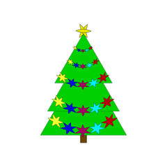 Christmas Tree Icon Symbol Design. Vector illustration of tree silhouette  isolated on white background. Simple shape style. Flat design. Can be use for decoration, gifts, greetings, holidays, etc.