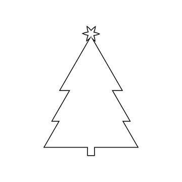 Christmas Tree Outline Icon Symbol D giesign. Vector illustration of tree silhouette  isolated on white background. Simple shape style. Flat design. Can be use for decoration,