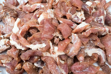 dried pork in the basket at the marketplace