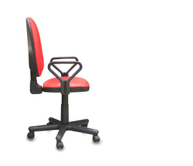 Fototapeta premium The office chair from red leather. Isolated